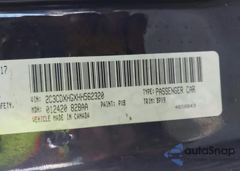 2017 Dodge Charger Sxt Rwd из США, поврежденный, VIN 2C3CDXHGXHH562320